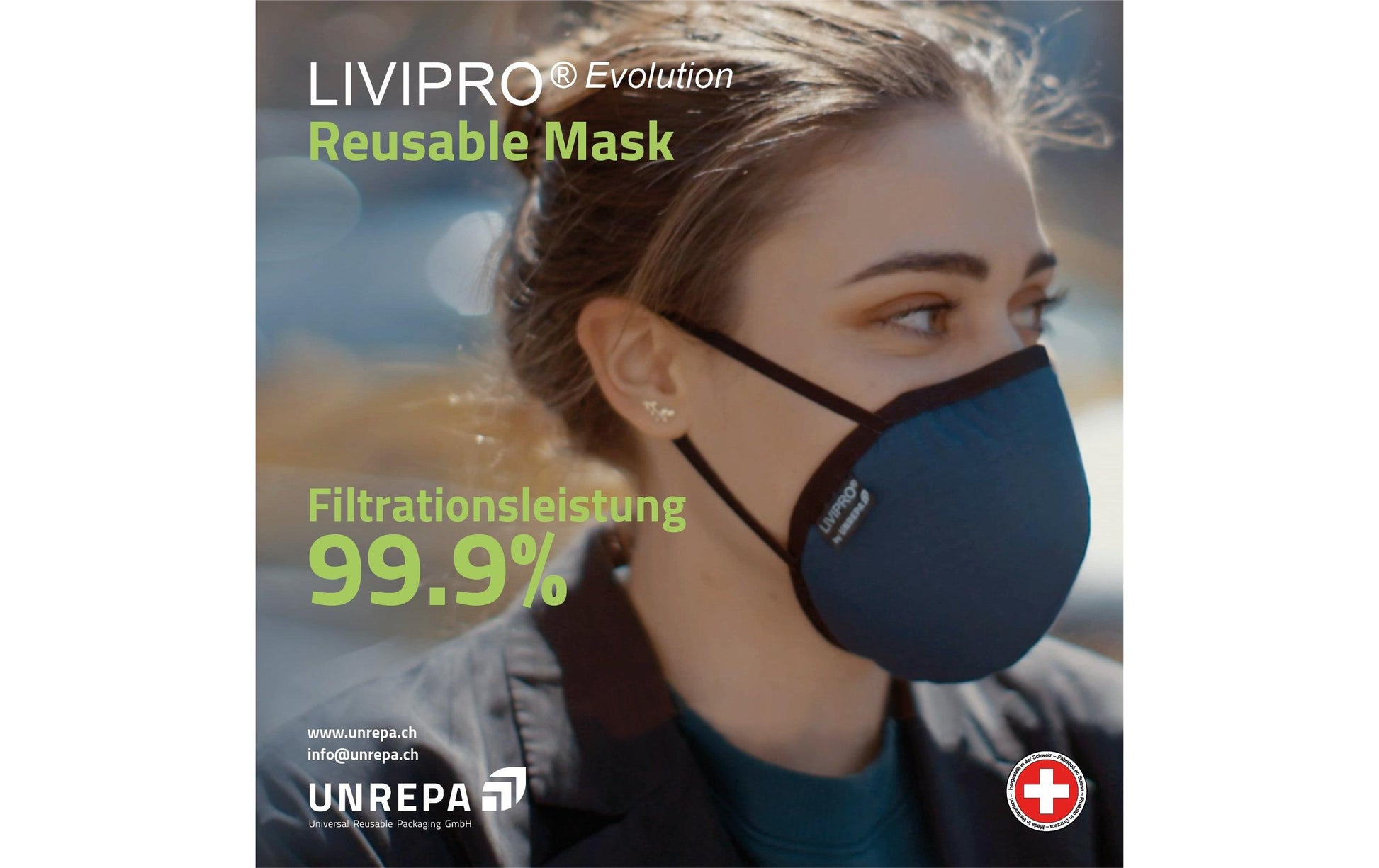 Unrepa Stoffmaske LIVIPRO Evolution – S – schwarz – 1 Stk.