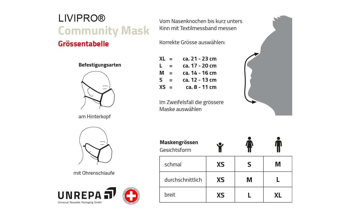 Unrepa LIVIPRO – Stoffmaske Evolution – L – Schwarz – 1 Stk.
