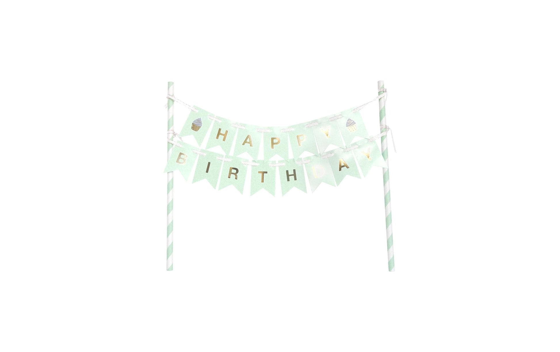 I am Creative Torten-Topper Birthday – Gold, Mint – 28 × 19,5 cm – 1 Stk