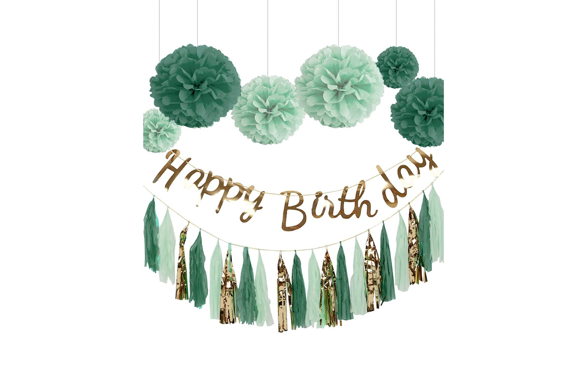 I am Creative Party-Set Happy Birthday – Gold, Mint – 22 × 4 × 43 cm – Papier/Kunststoff – 8 Stk