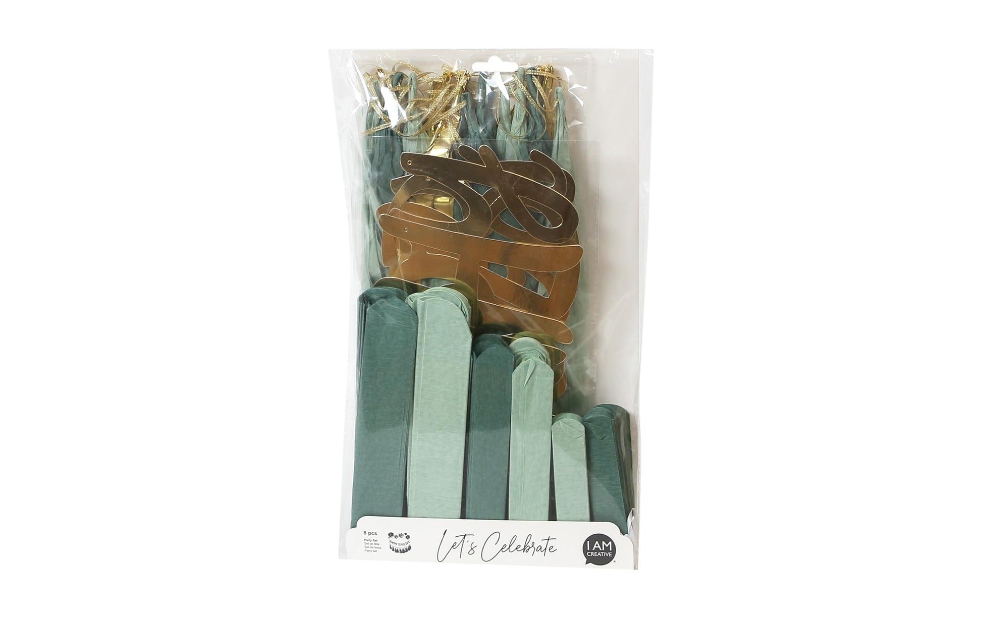 I am Creative Party-Set Happy Birthday – Gold, Mint – 22 × 4 × 43 cm – Papier/Kunststoff – 8 Stk