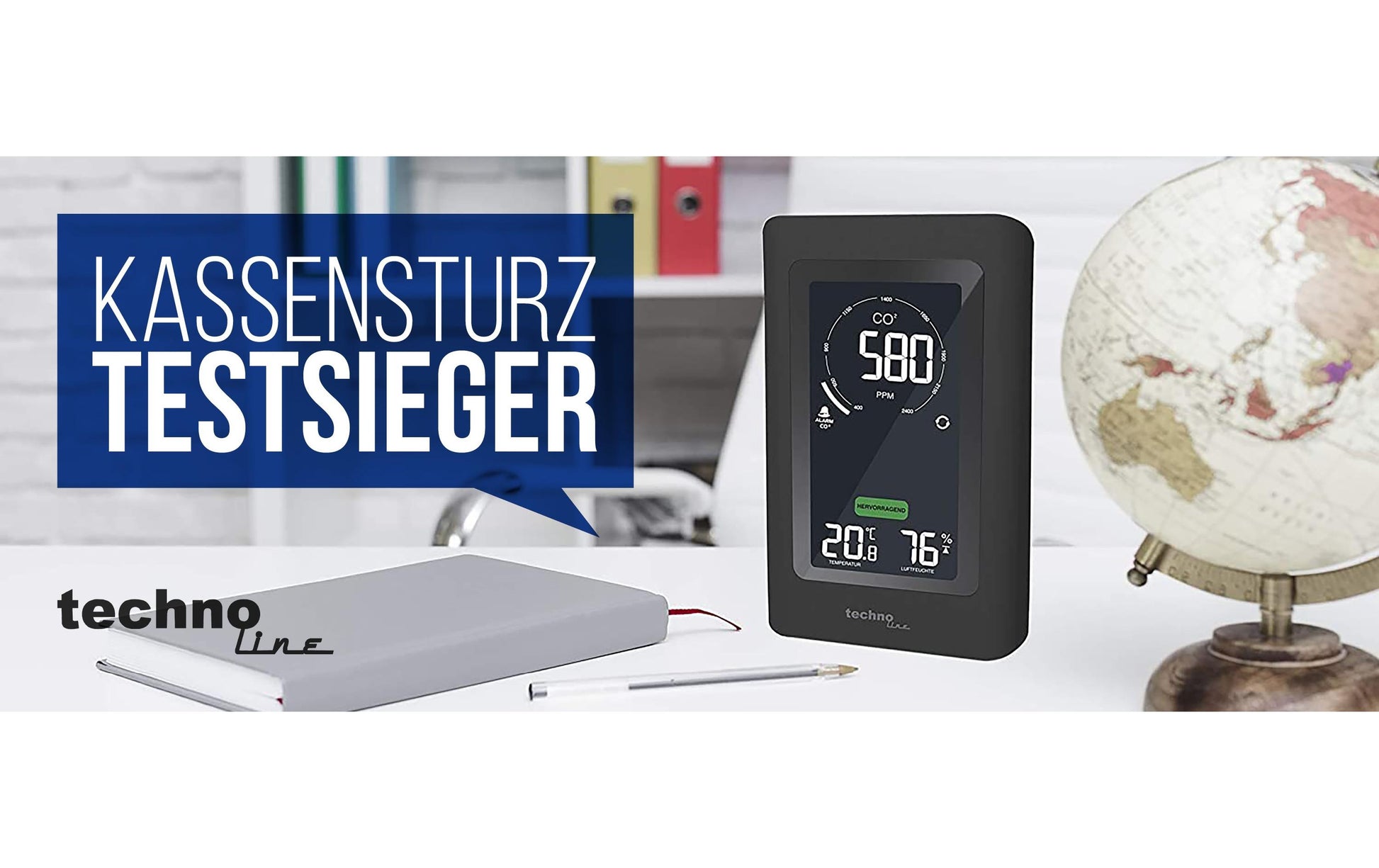 Technoline CO2 Luftgütemonitor WL1030 Sensor-Gateway/Monitor – 0–50 °C, 20–95 %, Innen