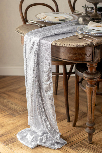 PartyDeco Tischläufer – Polyester, Silber, 30 cm × 5 m