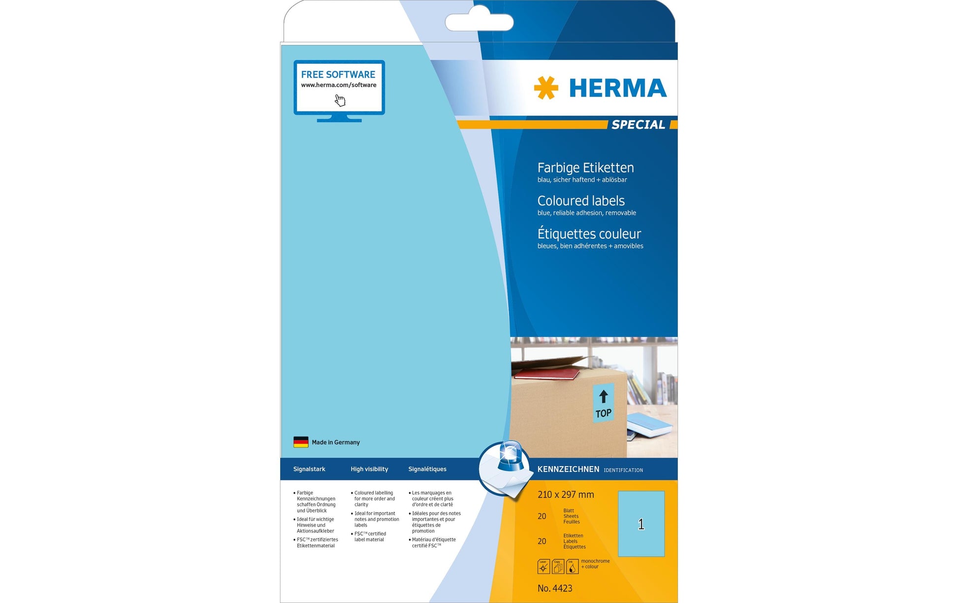 HERMA Schuletiketten – 210×297 mm, 20 Stk, 20 Bogen, Papier, ablösbar