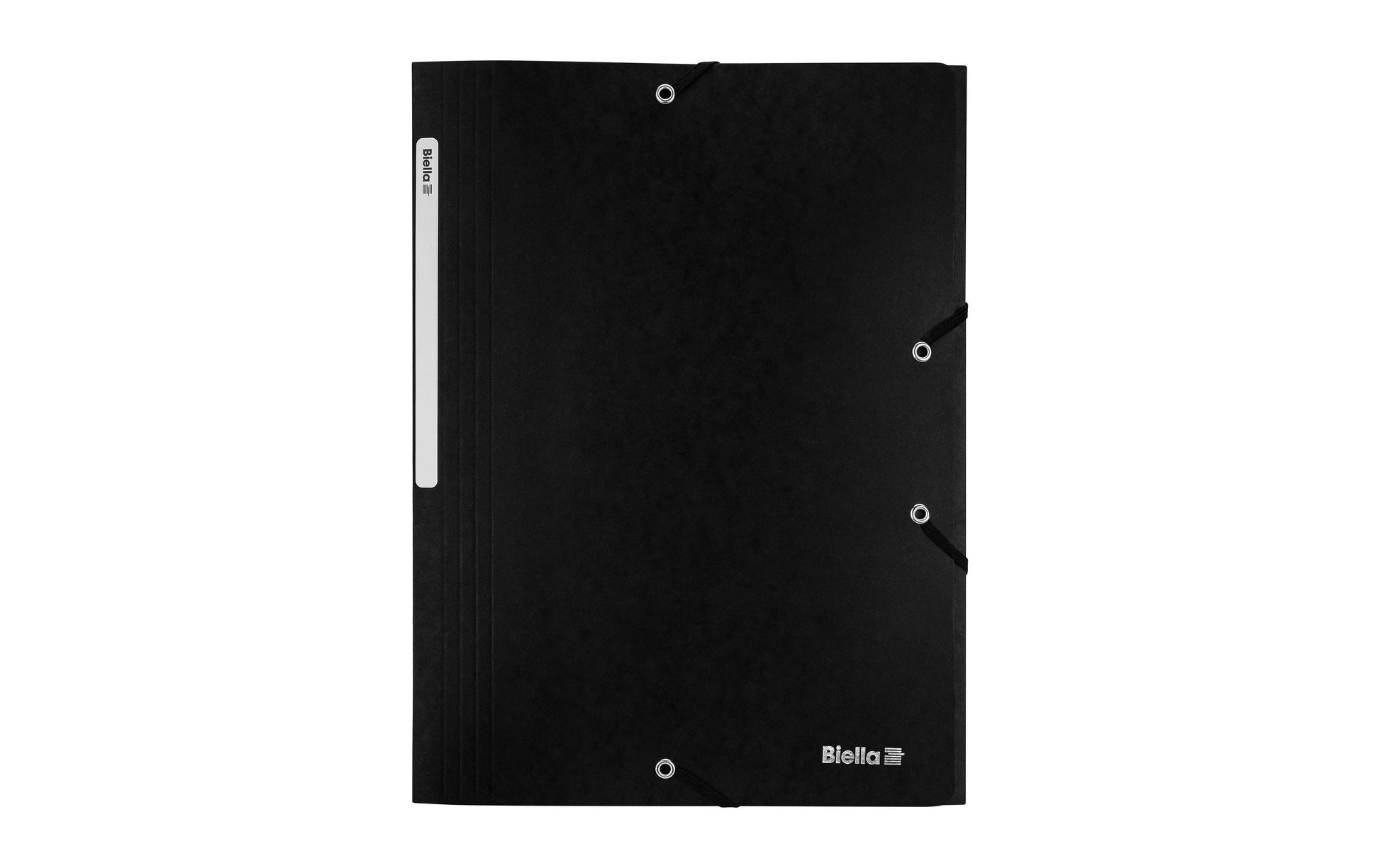 Biella Gummibandmappe A4 – 3 Klappen, Karton, Schwarz, bis 200 Blatt