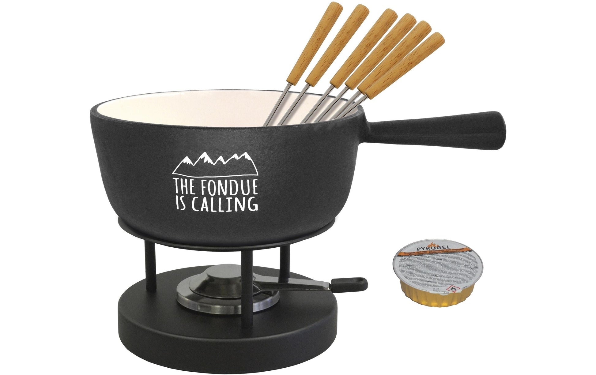 Heidi Cheese Line Fondue-Set 26834106 – Eisenguss, 1,8 l, 6 Gabeln, Pastenbrenner – schwarz