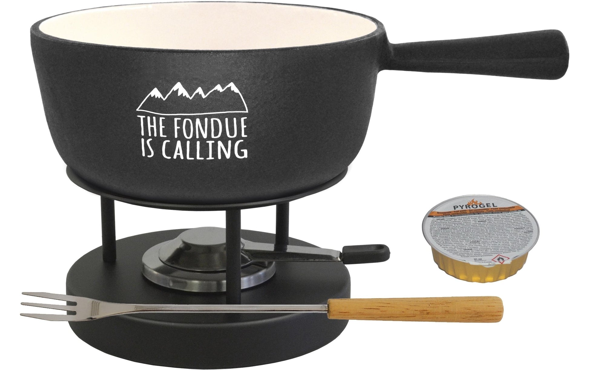 Heidi Cheese Line Fondue-Set 26834106 – Eisenguss, 1,8 l, 6 Gabeln, Pastenbrenner – schwarz