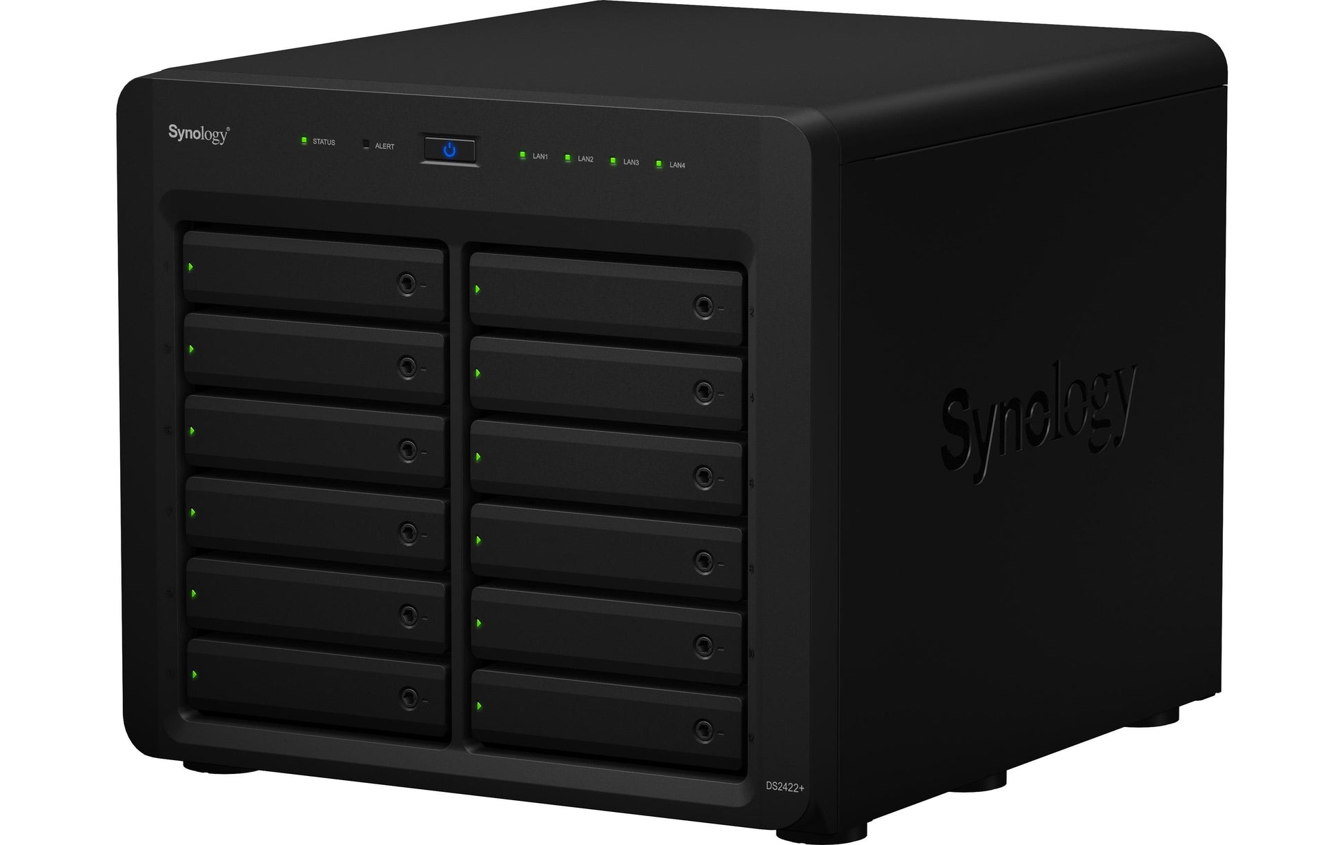 Synology DS2422+ – 12-Bay Tower NAS – AMD Ryzen V1500B, 4 GB RAM, 1GbE, DSM, für 2,5"/3,5" HDD/SSD, SATA