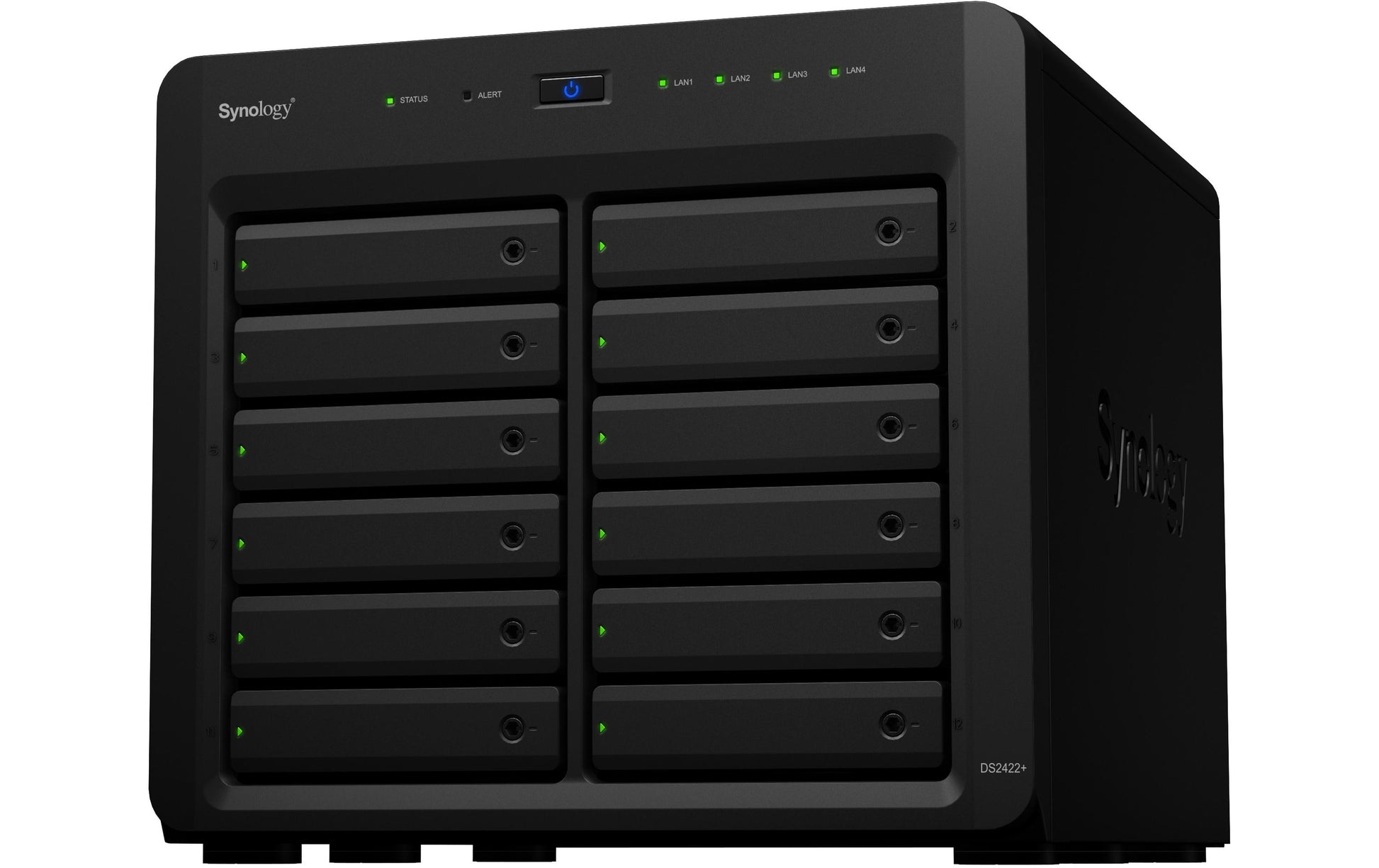 Synology DS2422+ – 12-Bay Tower NAS – AMD Ryzen V1500B, 4 GB RAM, 1GbE, DSM, für 2,5"/3,5" HDD/SSD, SATA