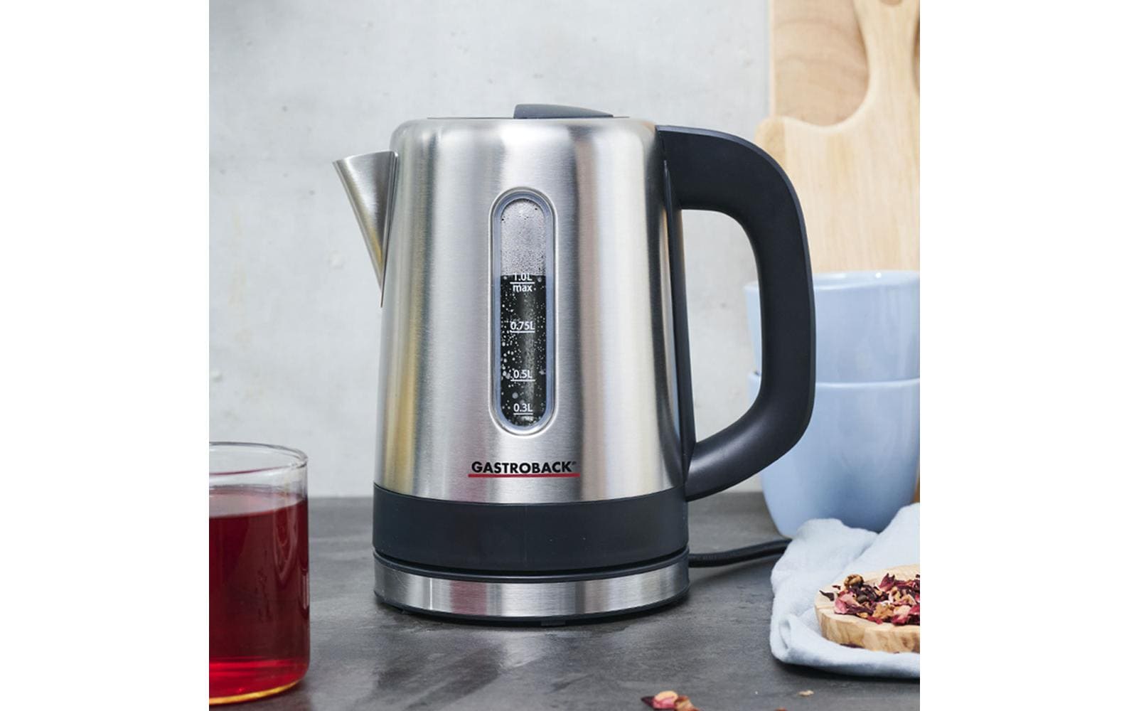 Gastroback Wasserkocher – 1 l, mit Temperaturwahl, Warmhaltefunktion, Edelstahl