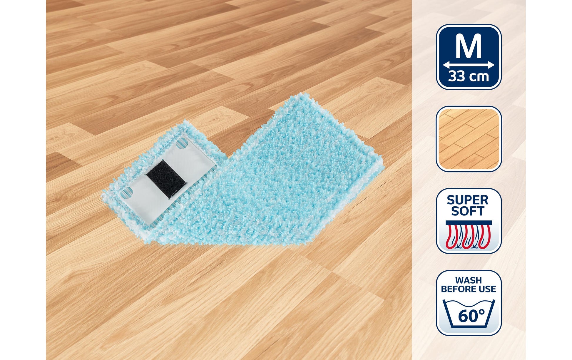 Leifheit Wischbezug Super Soft – 1 Stk. – Polyester – Hellblau – für Clean Twist M Ergo