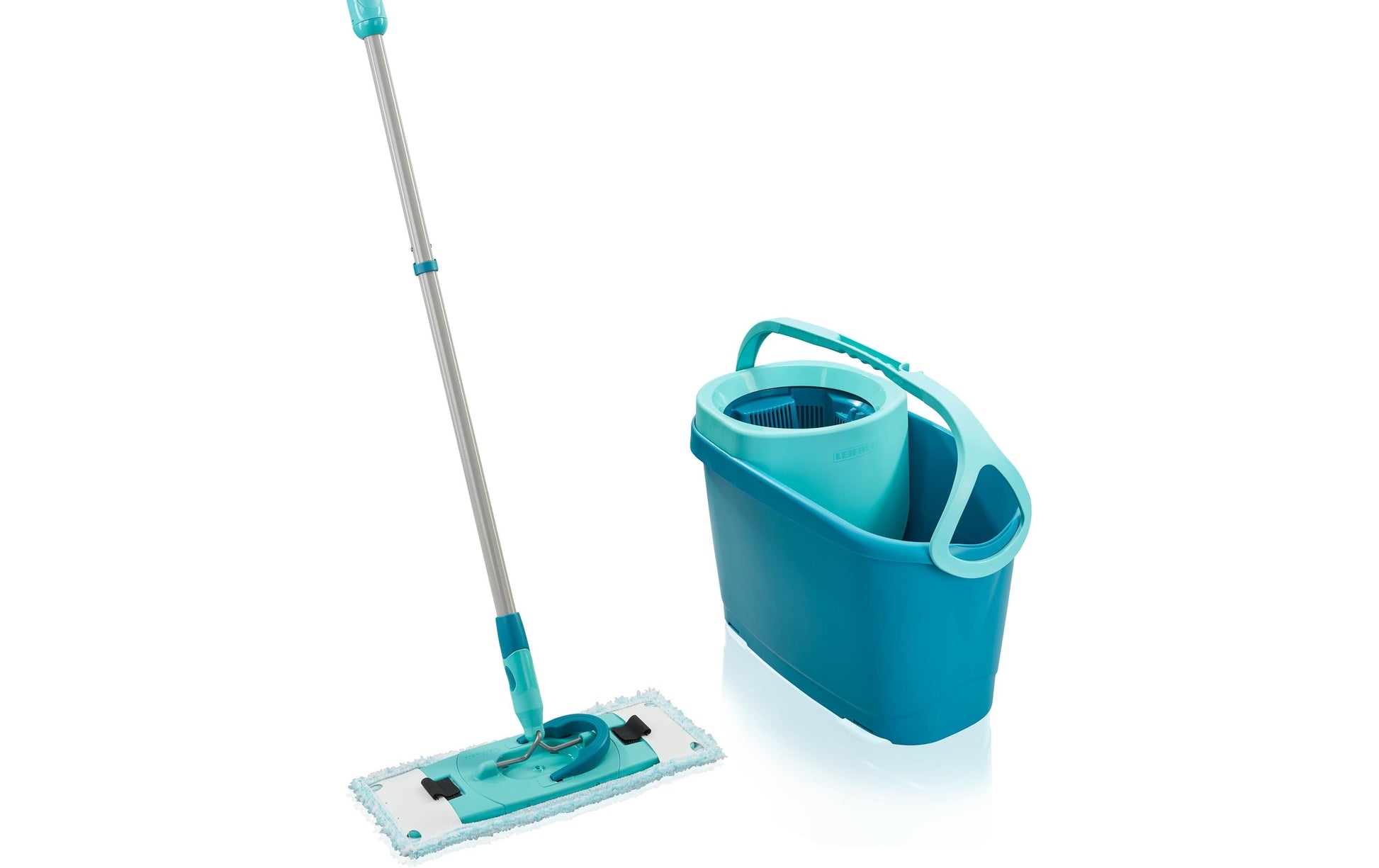 Leifheit Clean Twist M Ergo – Bodenwischer-Set – Wischbreite 33 cm, Teleskopstiel, Kunststoff, Grün, 3er-Pack