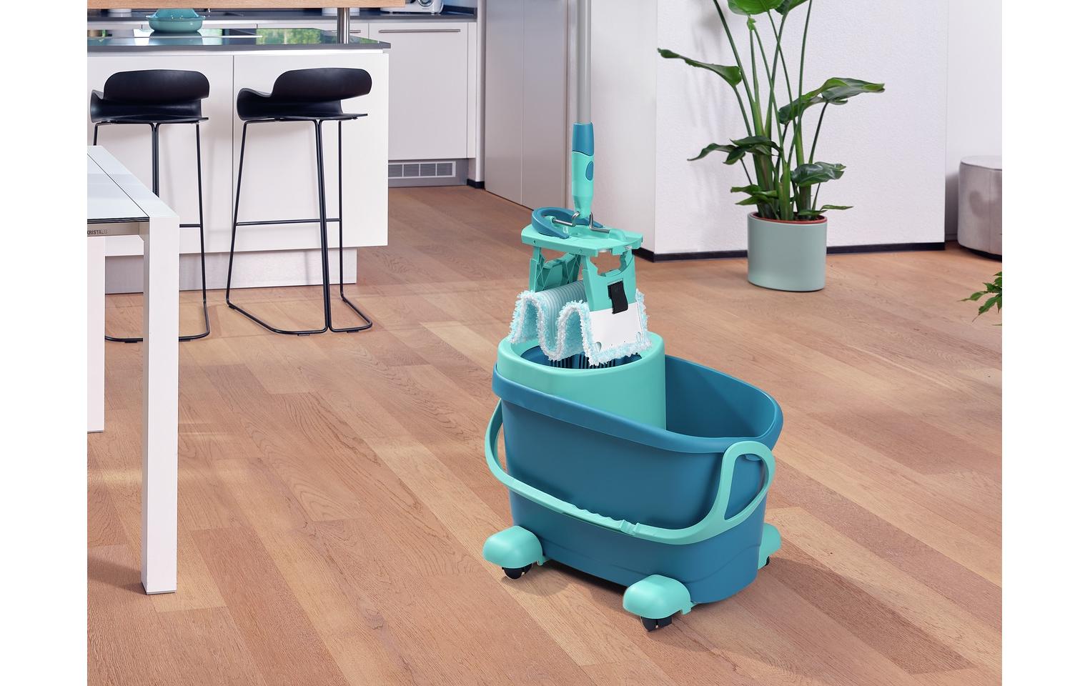 Leifheit Clean Twist M Ergo – Bodenwischer-Set – Wischbreite 33 cm, Teleskopstiel, Türkis