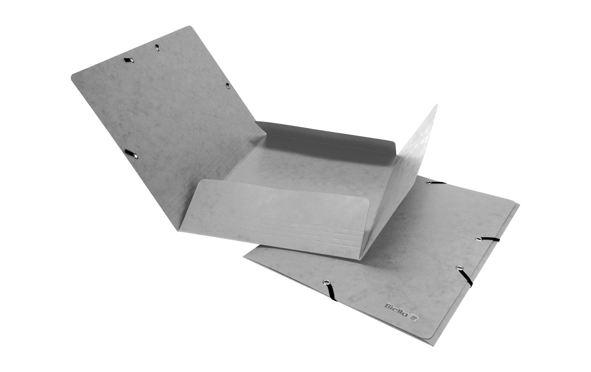 Biella Gummibandmappe A4 – 3 Klappen, Karton, Grau, bis 200 Blatt