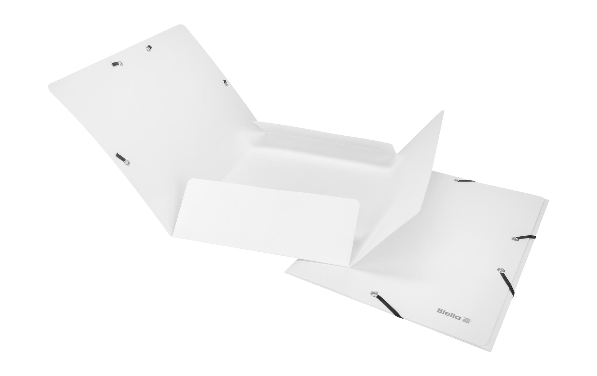 Biella Gummibandmappe für A4 – 3 Klappen, Karton, Weiss, bis 200 Blatt