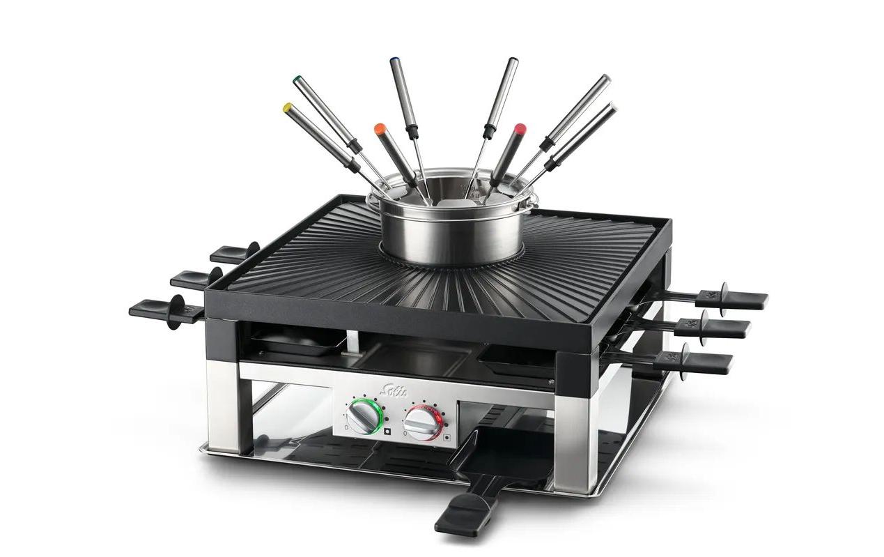 Solis Raclette-Kombination 977.20 – 8 Personen, 1200 W – Schwarz/Edelstahl