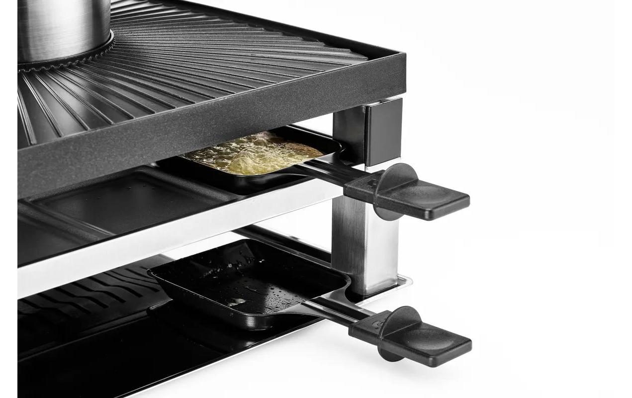 Solis Raclette-Kombination 977.20 – 8 Personen, 1200 W – Schwarz/Edelstahl