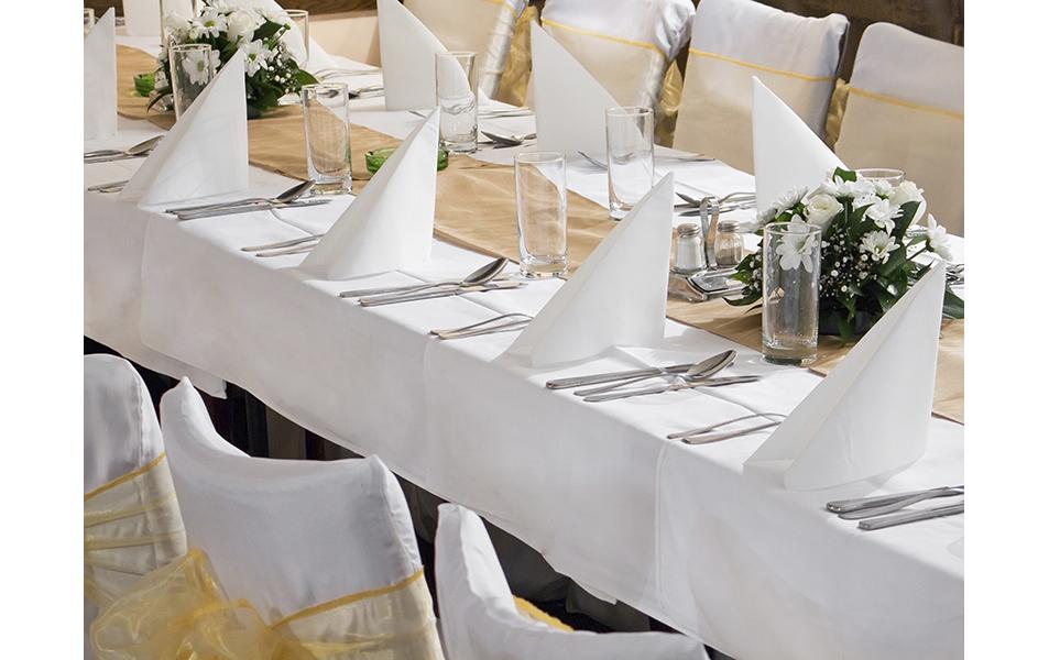 PartyDeco Tischdecke – 180×300 cm, Textil, Weiss, Hochzeit
