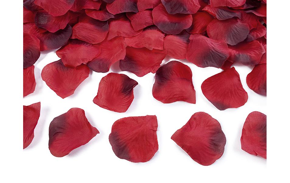 PartyDeco Dekoration Rosenblüten – rot, dunkler Rand – Stoff – 500 Stk