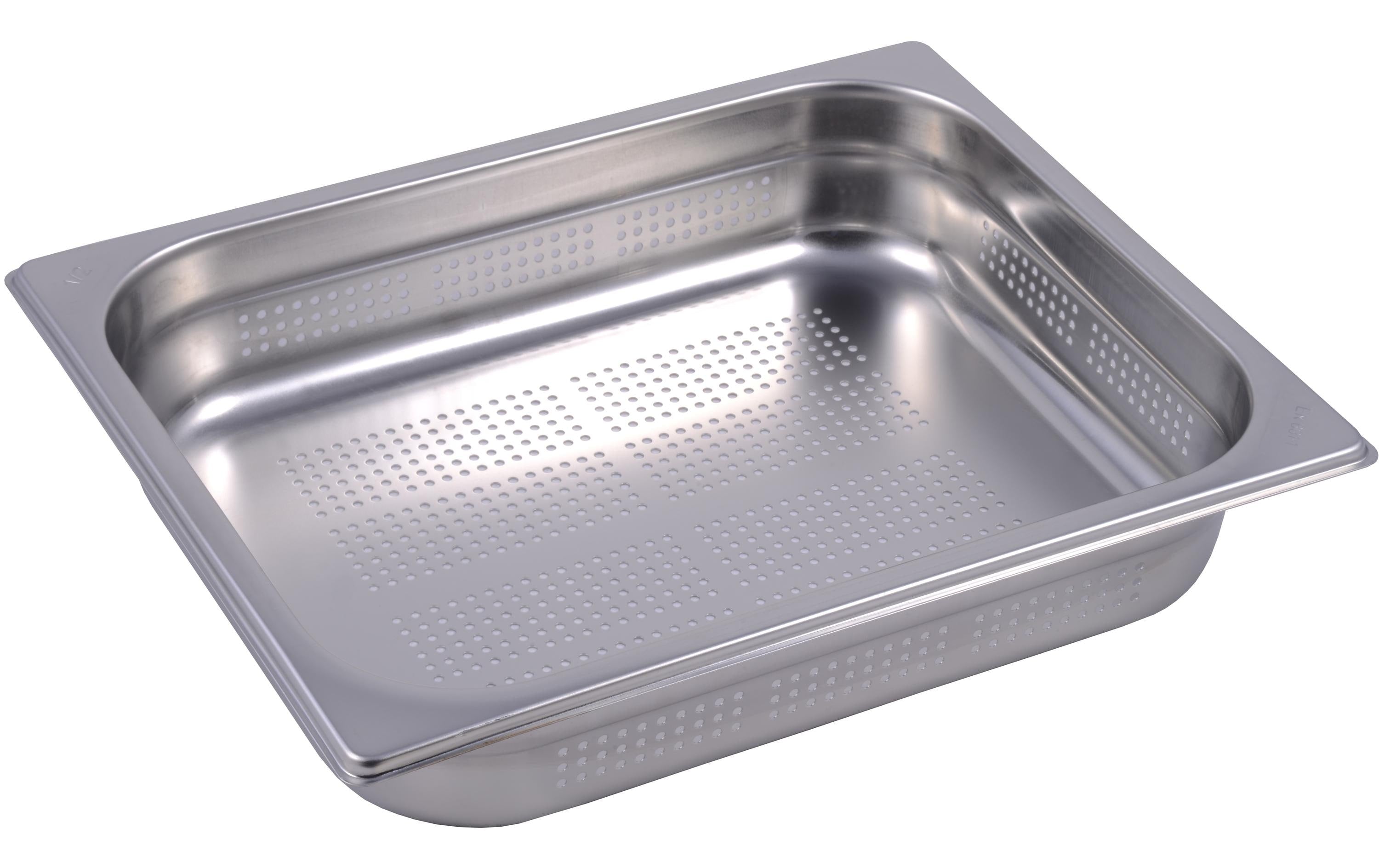 Inox GN gelochter Behälter – 32,5 × 26,5 × 6,5 cm, Edelstahl, Silber, spülmaschinenfest