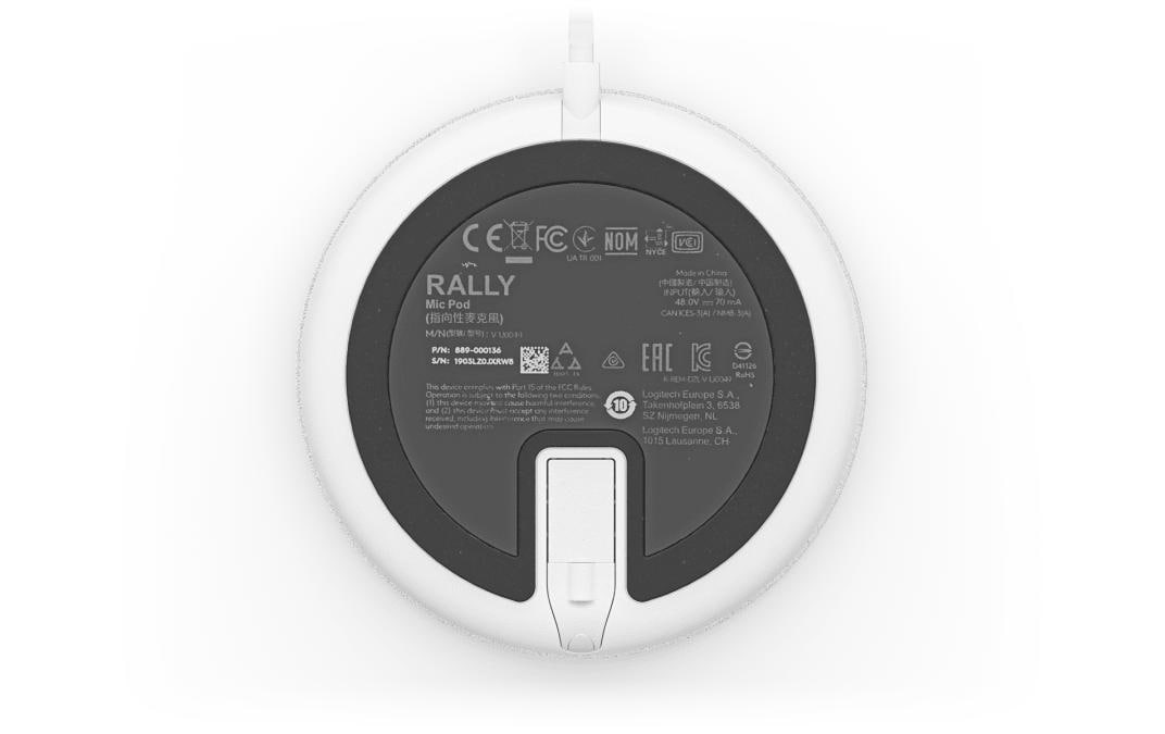 Logitech Rally Mic Pod – Konferenzmikrofon für Rally Bar Mini, Rally Bar und Rally, Weiss
