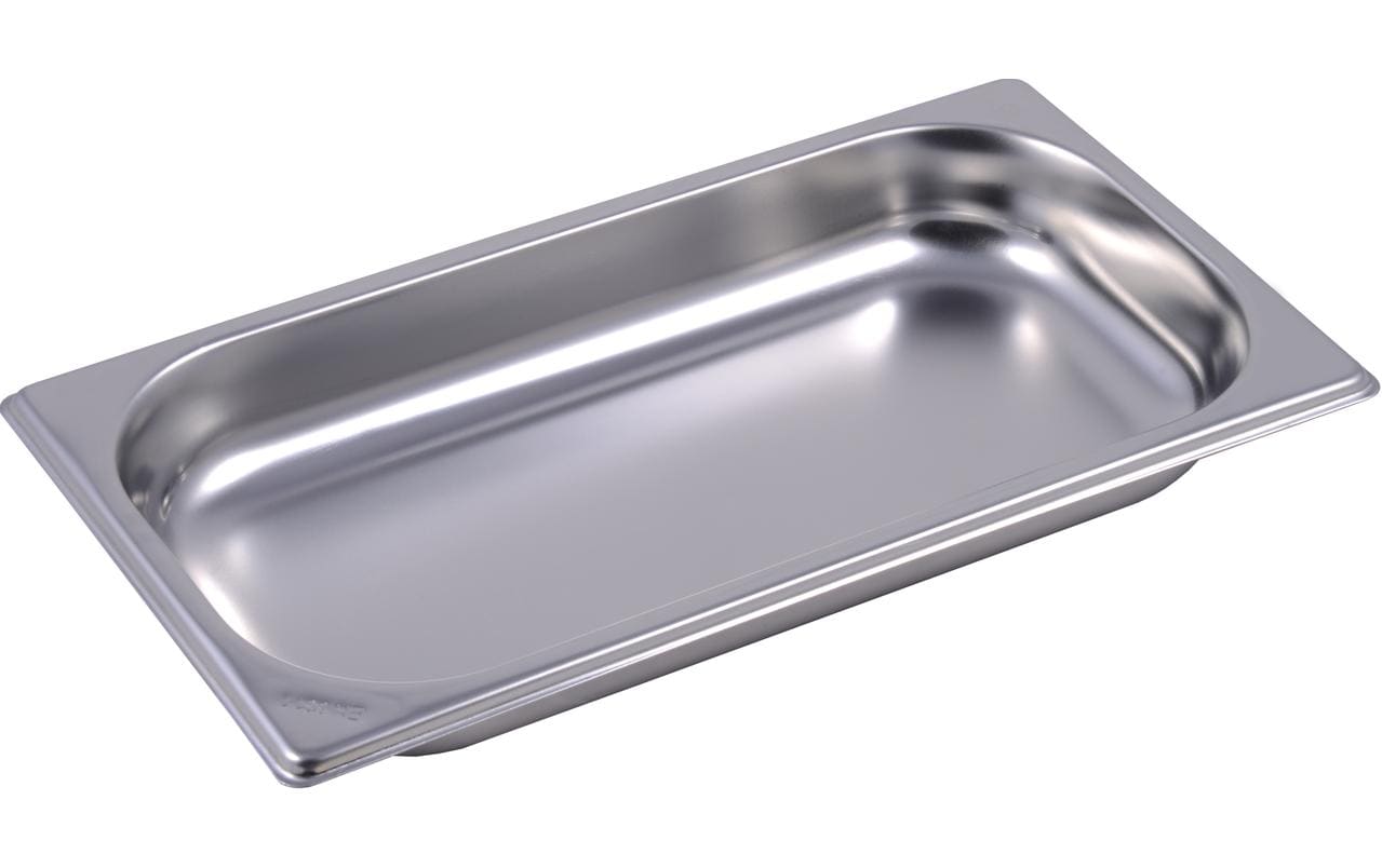 Inox GN-Behälter – 32,5 × 17,6 × 4,0 cm, Edelstahl, Silber, spülmaschinenfest