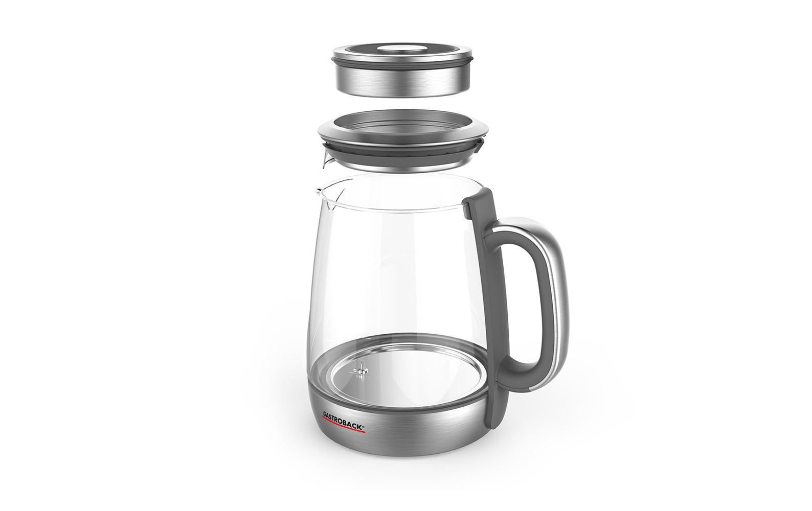 Gastroback Advanced 42440 – Tee- & Wasserkocher, 1,5 l, 2000 W, Glas/Edelstahl, Warmhalten, 360°-Basis