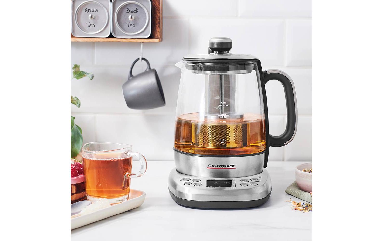 Gastroback Advanced 42440 – Tee- & Wasserkocher, 1,5 l, 2000 W, Glas/Edelstahl, Warmhalten, 360°-Basis