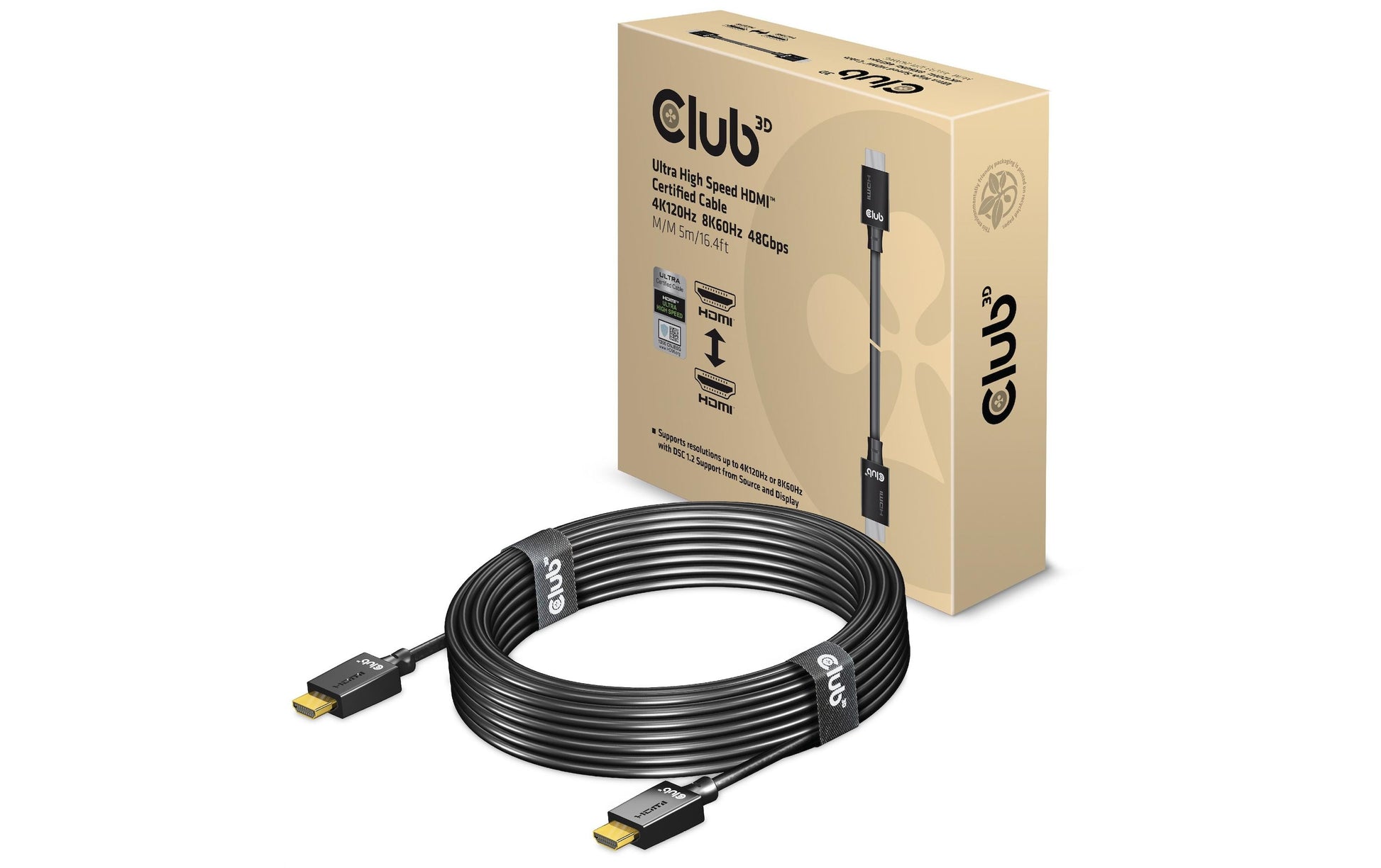 CLUB3D Club 3D HDMI Kabel HDMI 2.1 8K 60 Hz – 5 m – ARC – für Windows, Mac