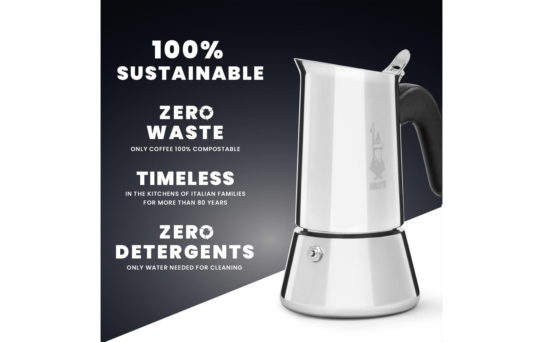 Bialetti Venus French Press / Kaffeebereiter – für Gasherde, 0,1 l, 2 Tassen, Edelstahl