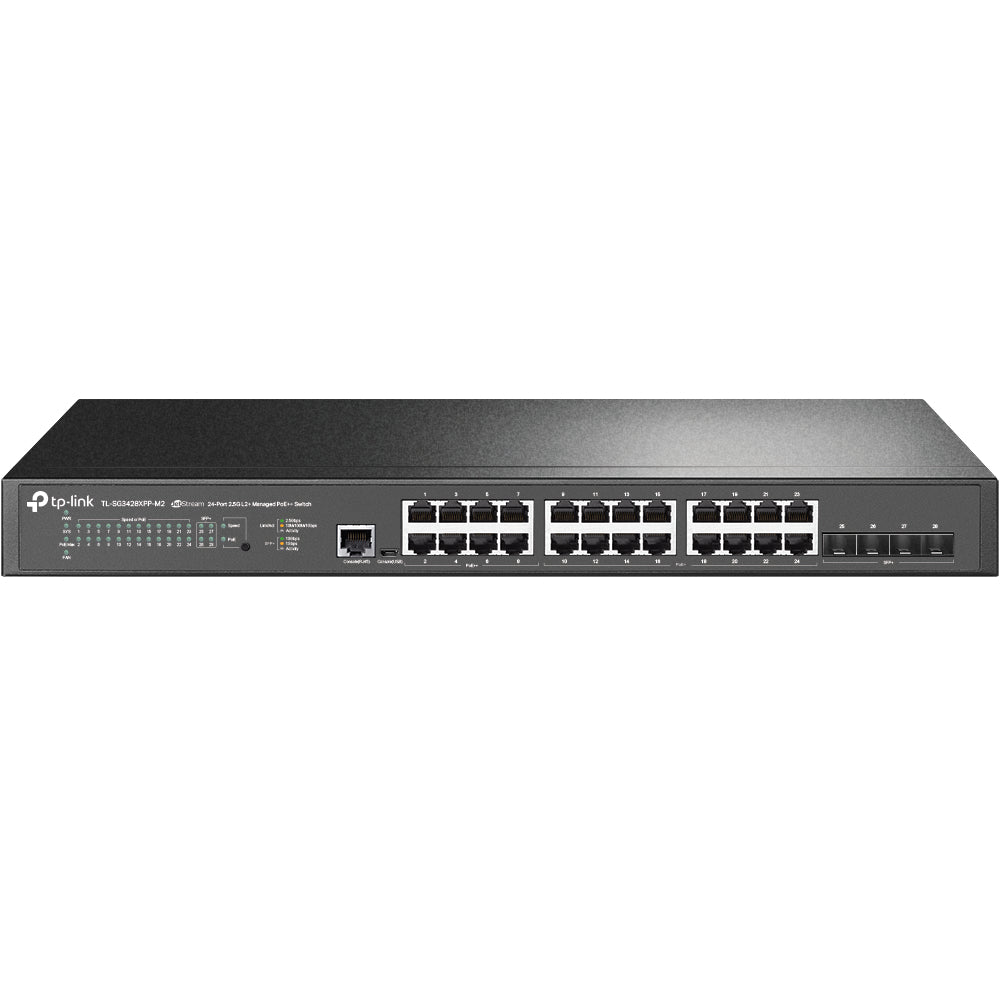 TP-Link TL-SG3428XPP-M2 – Verwalteter L2+ Switch – 24× 2,5G, 4× SFP+, PoE+ & PoE++, PoE-Budget 500 W, 1U, 19"