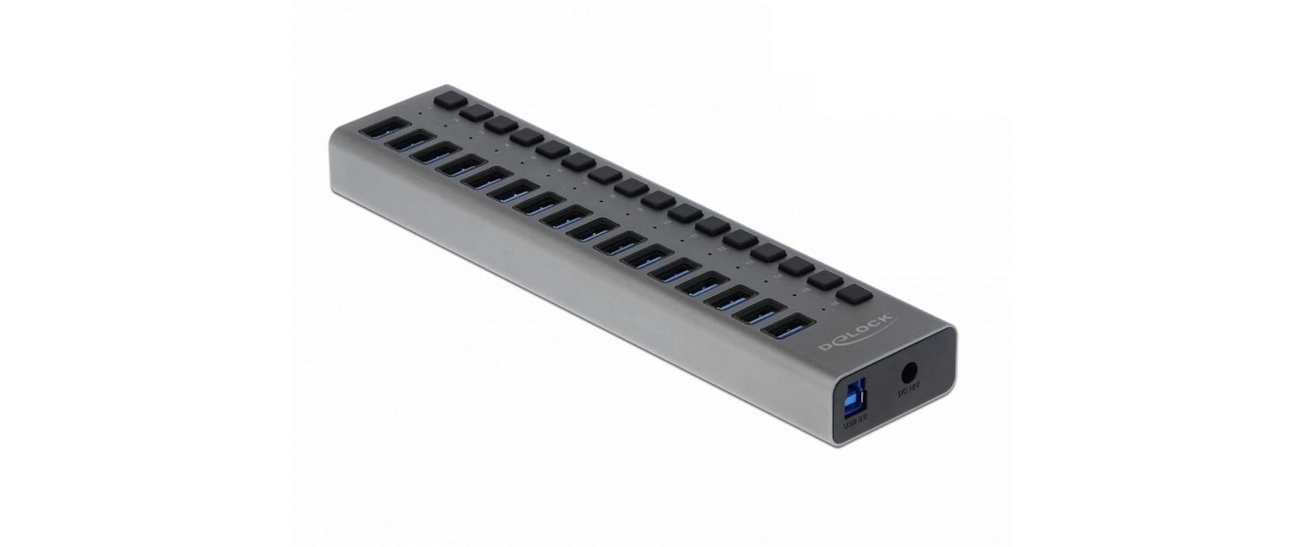 DeLOCK USB-Hub – USB-B, 16× USB-A, für Windows/Mac/ChromeOS