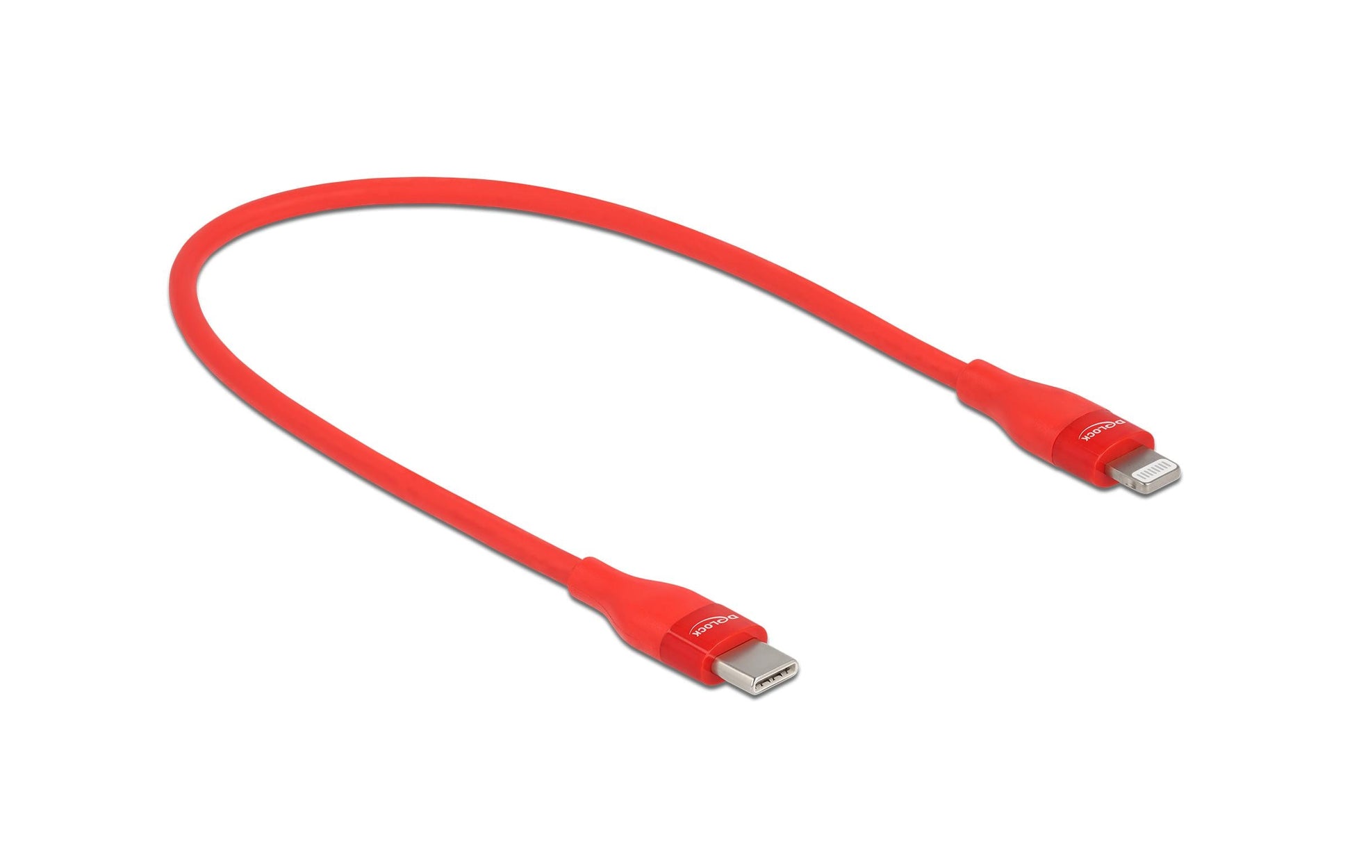 DeLOCK Daten- & Ladekabel – USB-C auf Lightning 0,5 m, MFi-zertifiziert, Rot – für iPhone/iPad