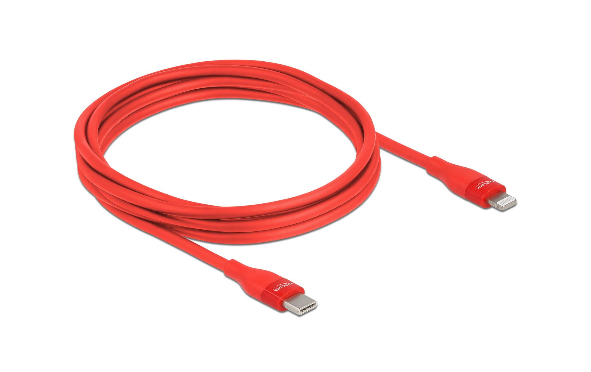 DeLOCK Daten- & Ladekabel – USB-C auf Lightning 2 m, MFi zertifiziert, Rot – für iPhone/iPad