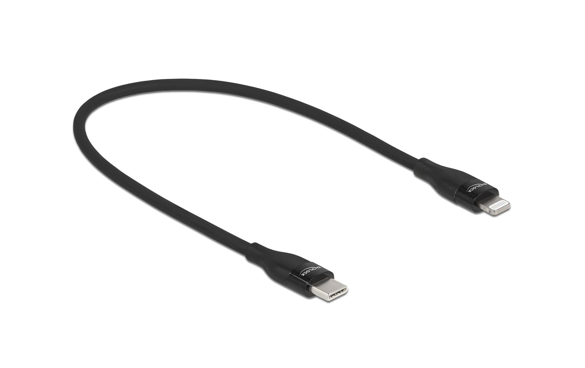 DeLOCK Daten- & Ladekabel – USB-C auf Lightning 0,5 m, MFi zertifiziert, 27 W, Schwarz – für iPhone/iPad
