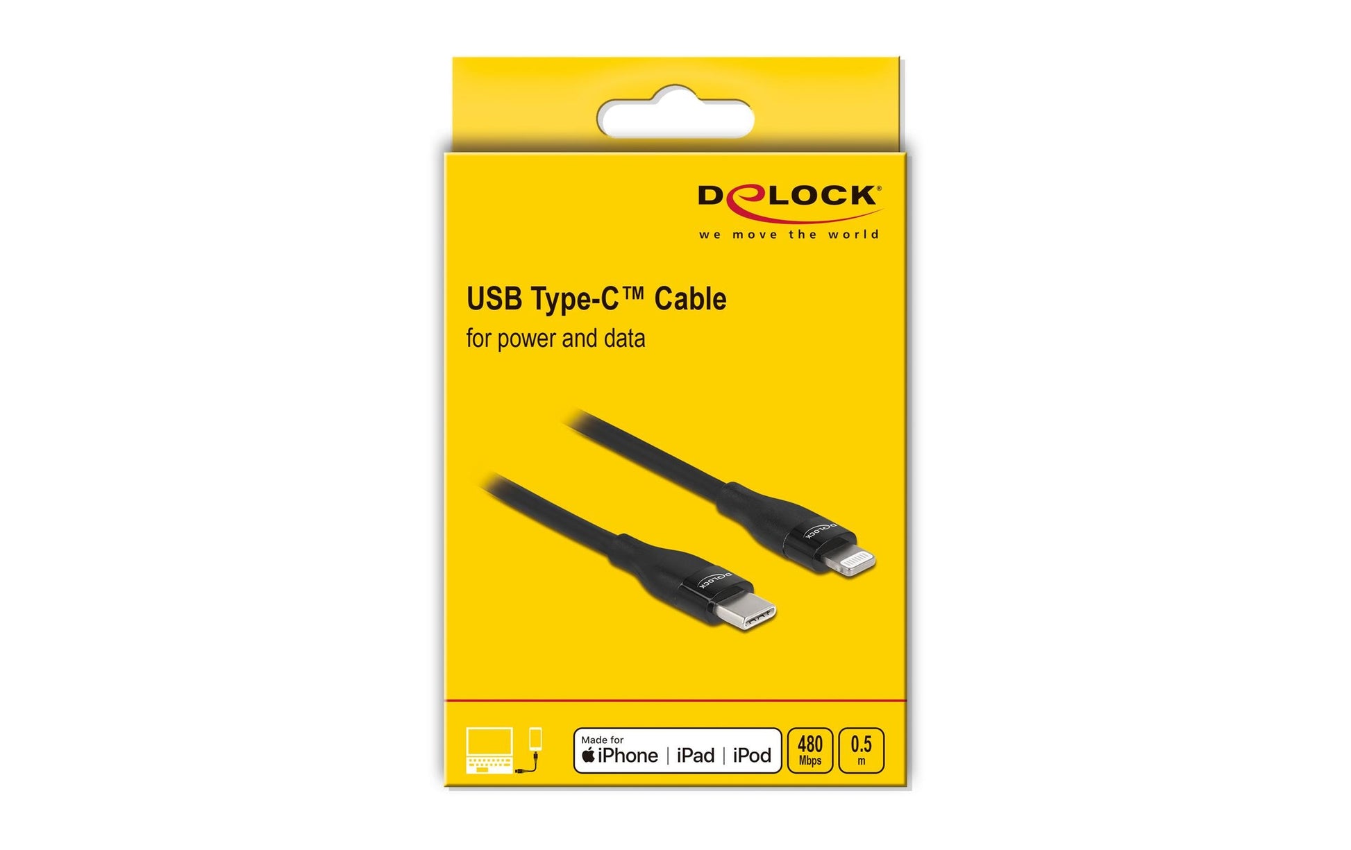 DeLOCK Daten- & Ladekabel – USB-C auf Lightning 0,5 m, MFi zertifiziert, 27 W, Schwarz – für iPhone/iPad