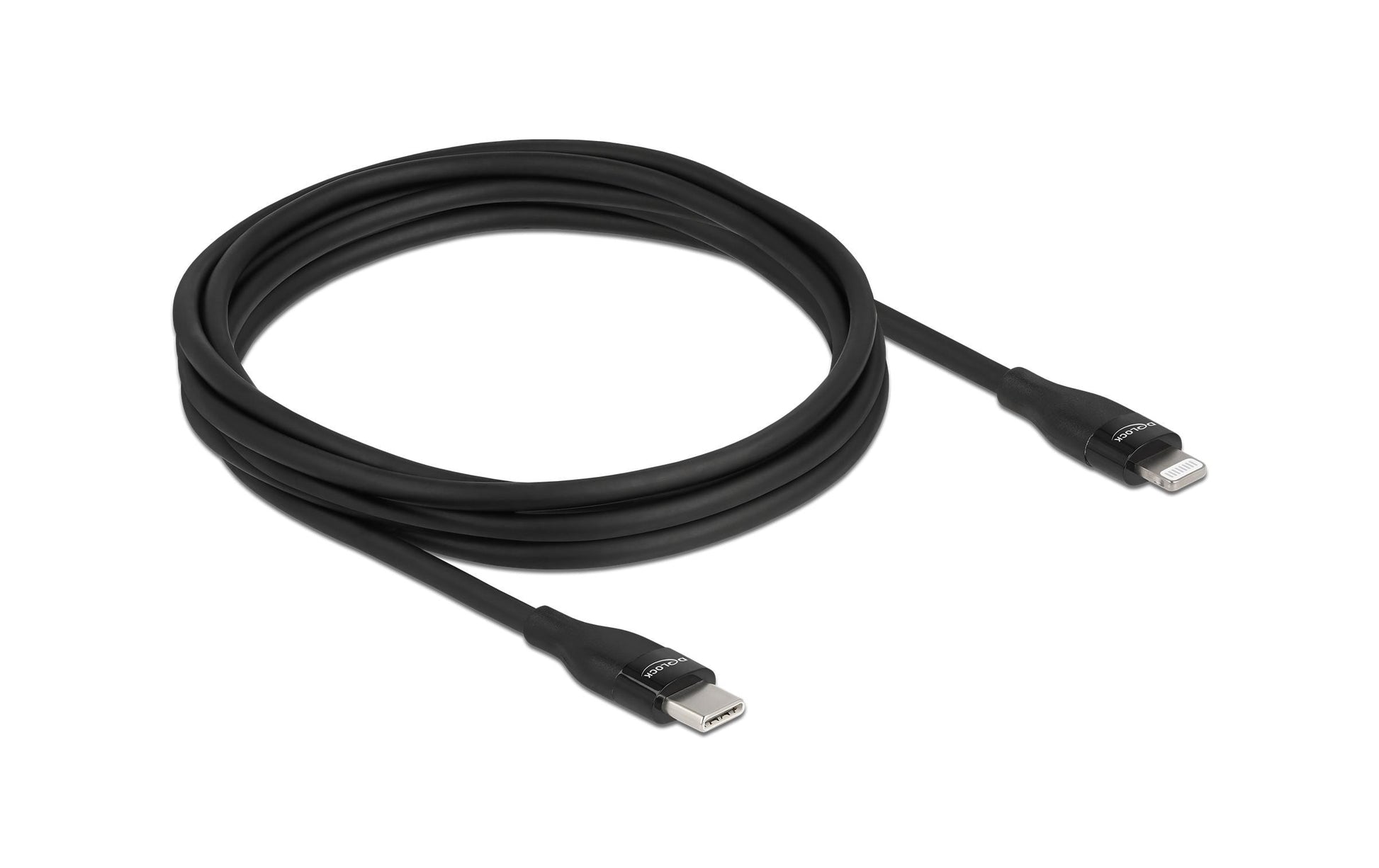 DeLOCK Daten- & Ladekabel – USB-C auf Lightning 2 m, MFi zertifiziert, 27 W, Schwarz – für iPhone/iPad