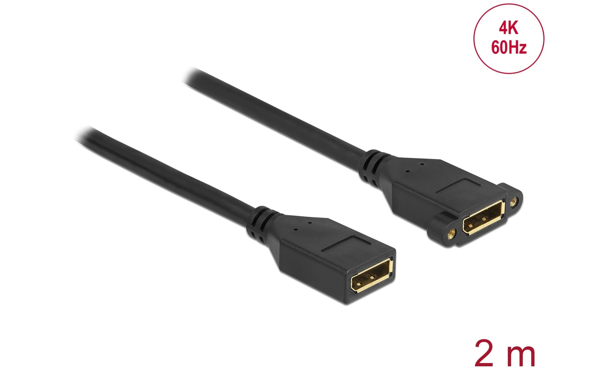 DeLOCK DisplayPort-zu-DisplayPort Verlängerungskabel – 2 m, DisplayPort 1.2, rund, geschirmt, schwarz