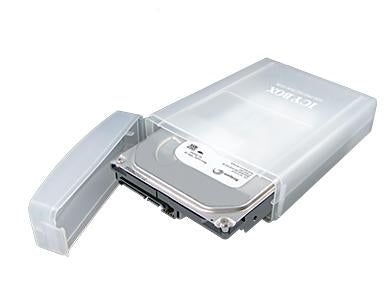 ICY BOX HDD-Koffer/Box – 3,5" HDD, Staub-, Sturz- und Spritzwasserschutz, 138 × 184 × 55 mm, Transparent