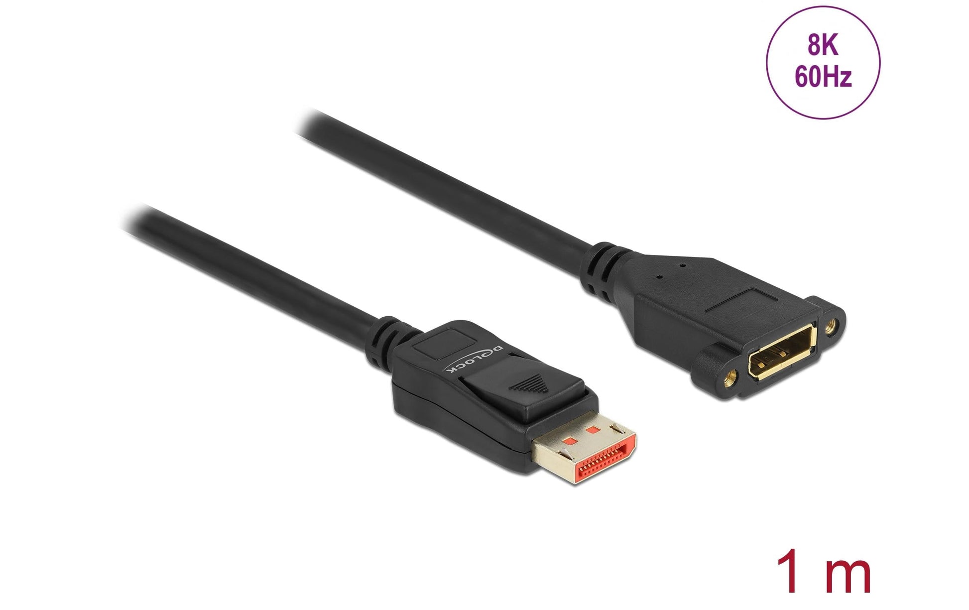 DeLOCK DisplayPort Verlängerung DP 1.4 8K 60 Hz – 1 m – verriegelbar
