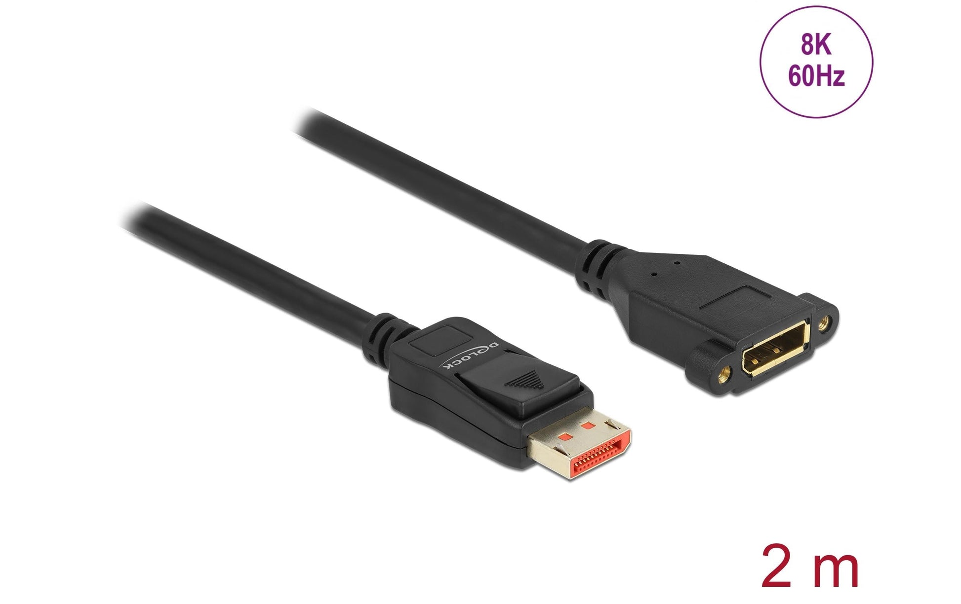DeLOCK DisplayPort Verlängerung DP 1.4 8K 60 Hz – 2 m – verriegelbar