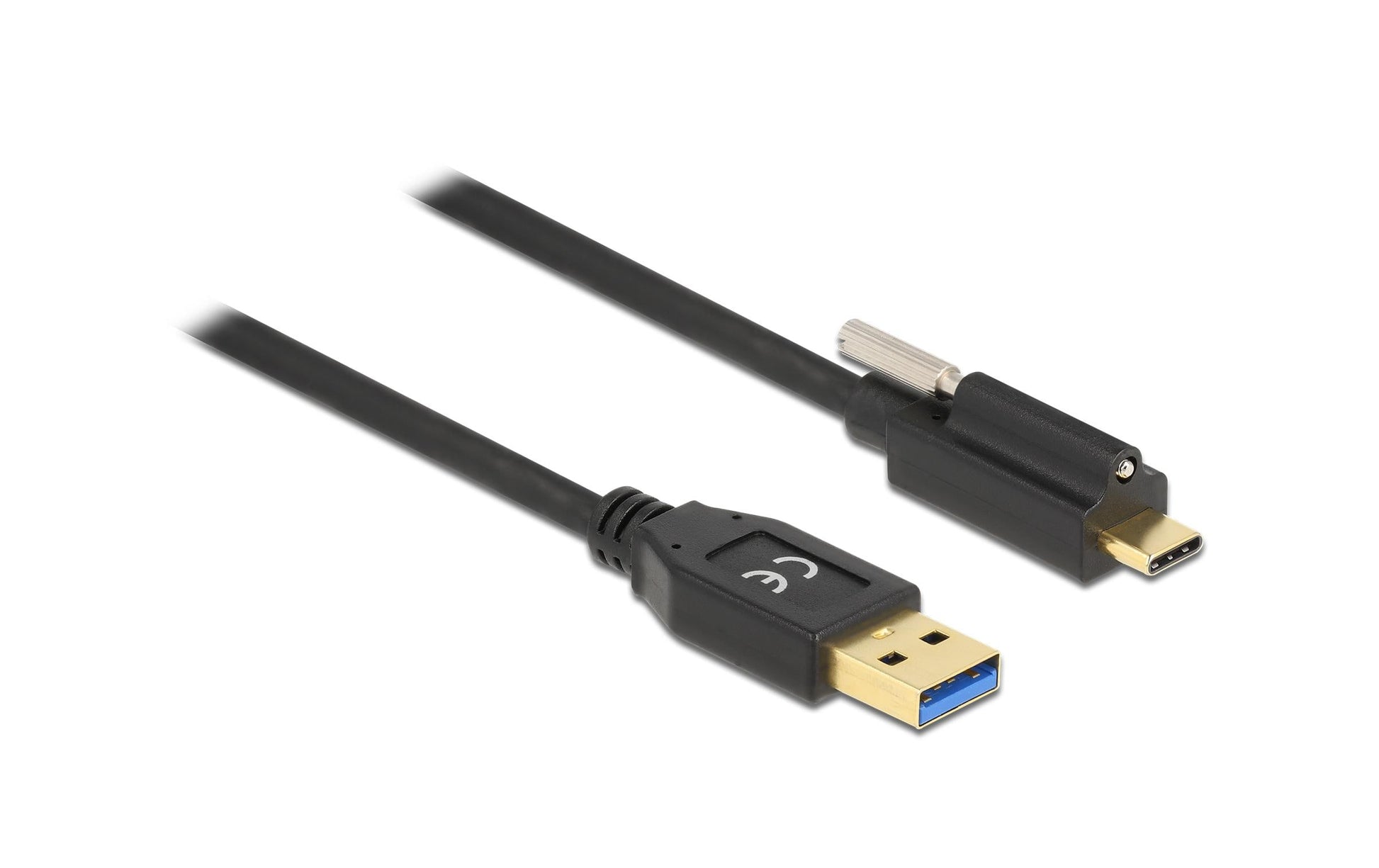 DeLOCK USB-A auf USB-C Kabel – USB 3.2 Gen 2 (10 Gbit/s) – 0,5 m – Verschraubbar – Schwarz