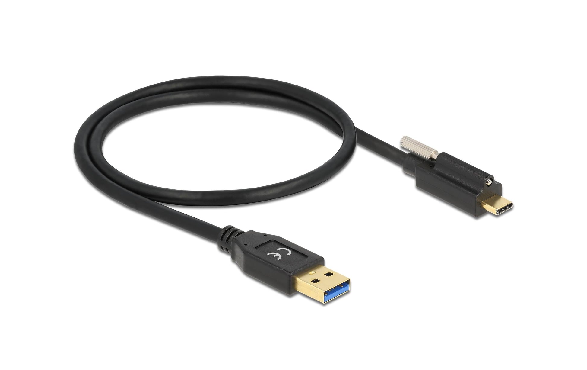 DeLOCK USB-A auf USB-C Kabel – USB 3.2 Gen 2 (10 Gbit/s) – 0,5 m – Verschraubbar – Schwarz