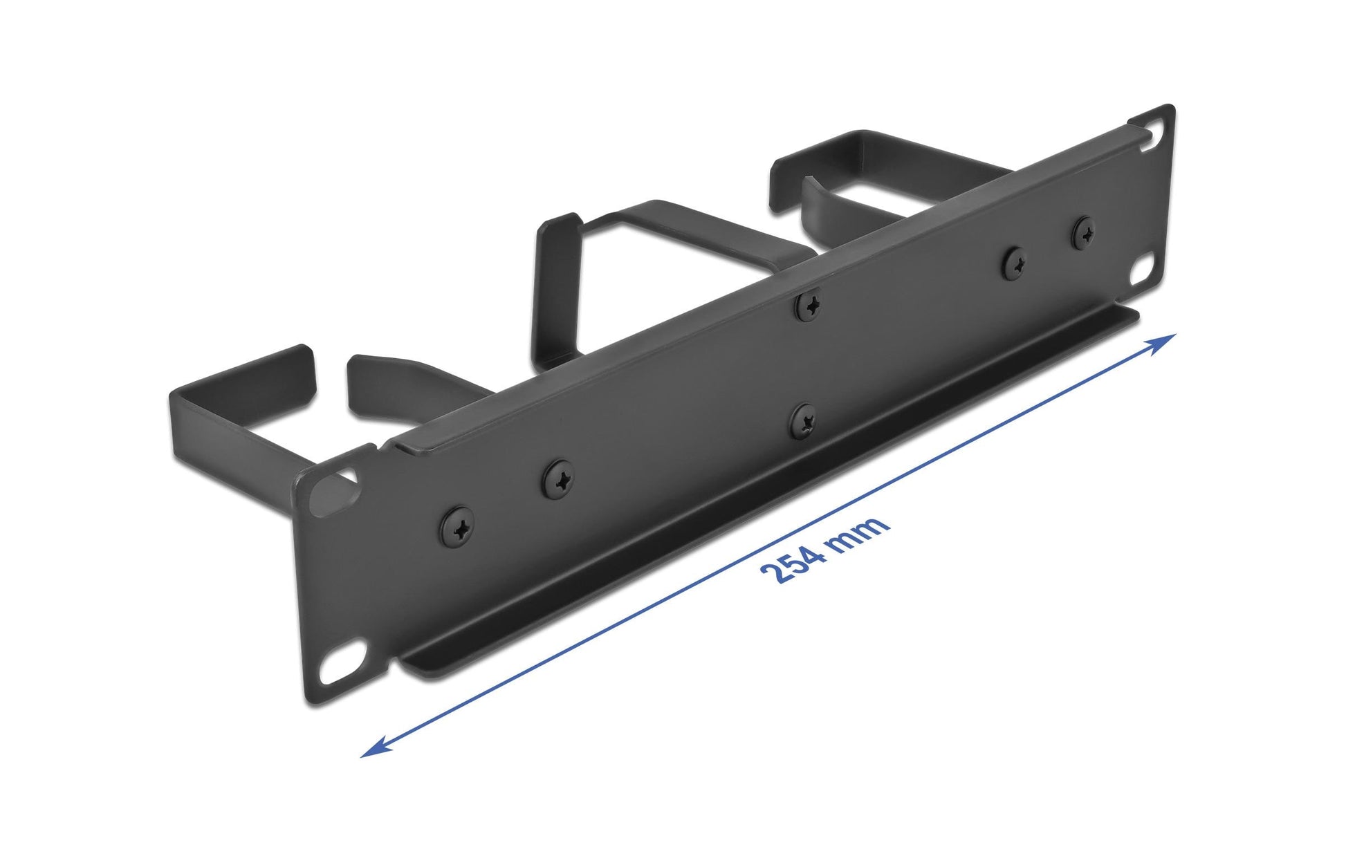 DeLOCK Kabelmanagementtafel – 19", 1U, Metall, Schwarz, Tiefe 254 mm