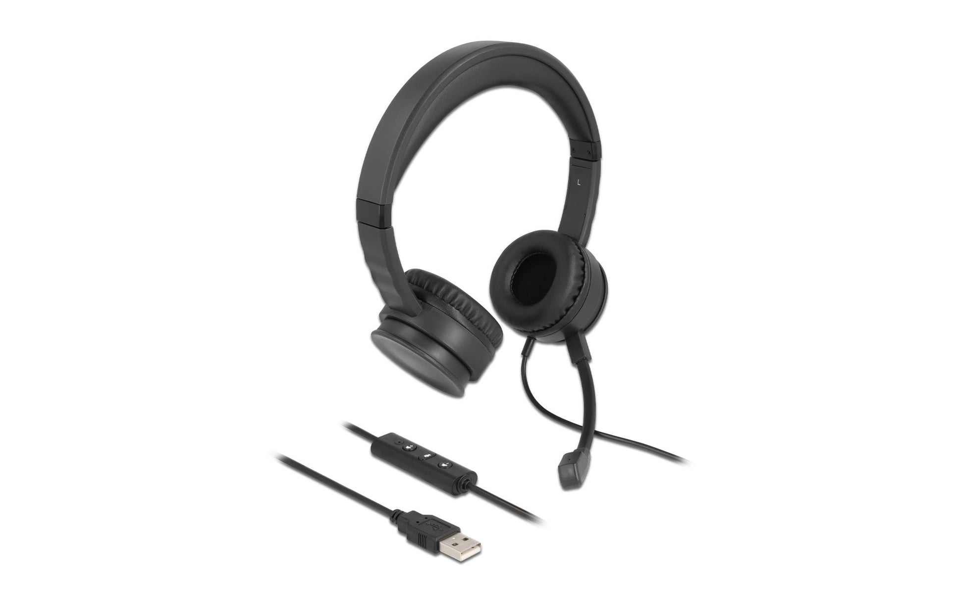 DeLOCK USB Stereo Headset Office-Headset – On-Ear, Stereo, Kabel (USB-A), Schwarz