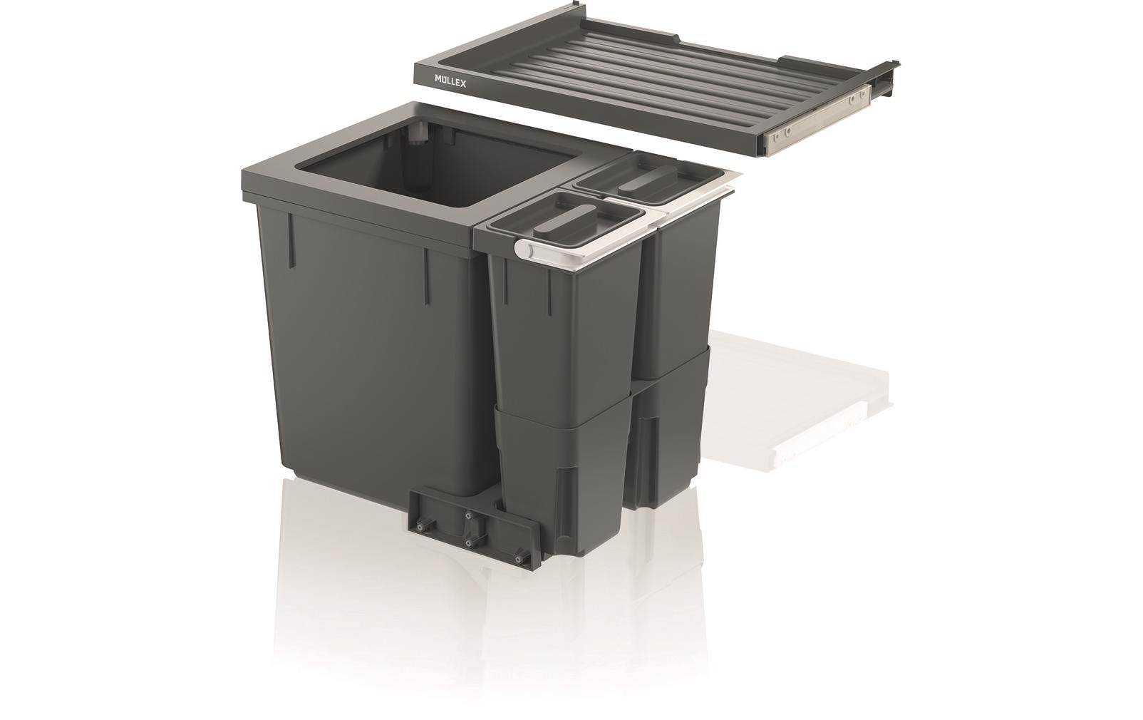 Müllex Systempapierkorb X-LINE X55 L5 Basic – 50,8 l – rechteckig – 4-fach – elfenbein/grau