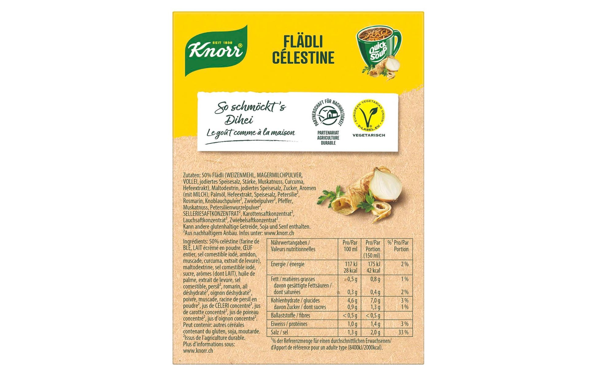 Knorr Quick Soup Suppe Flädli & Gemüse, vegetarisch – 34 g