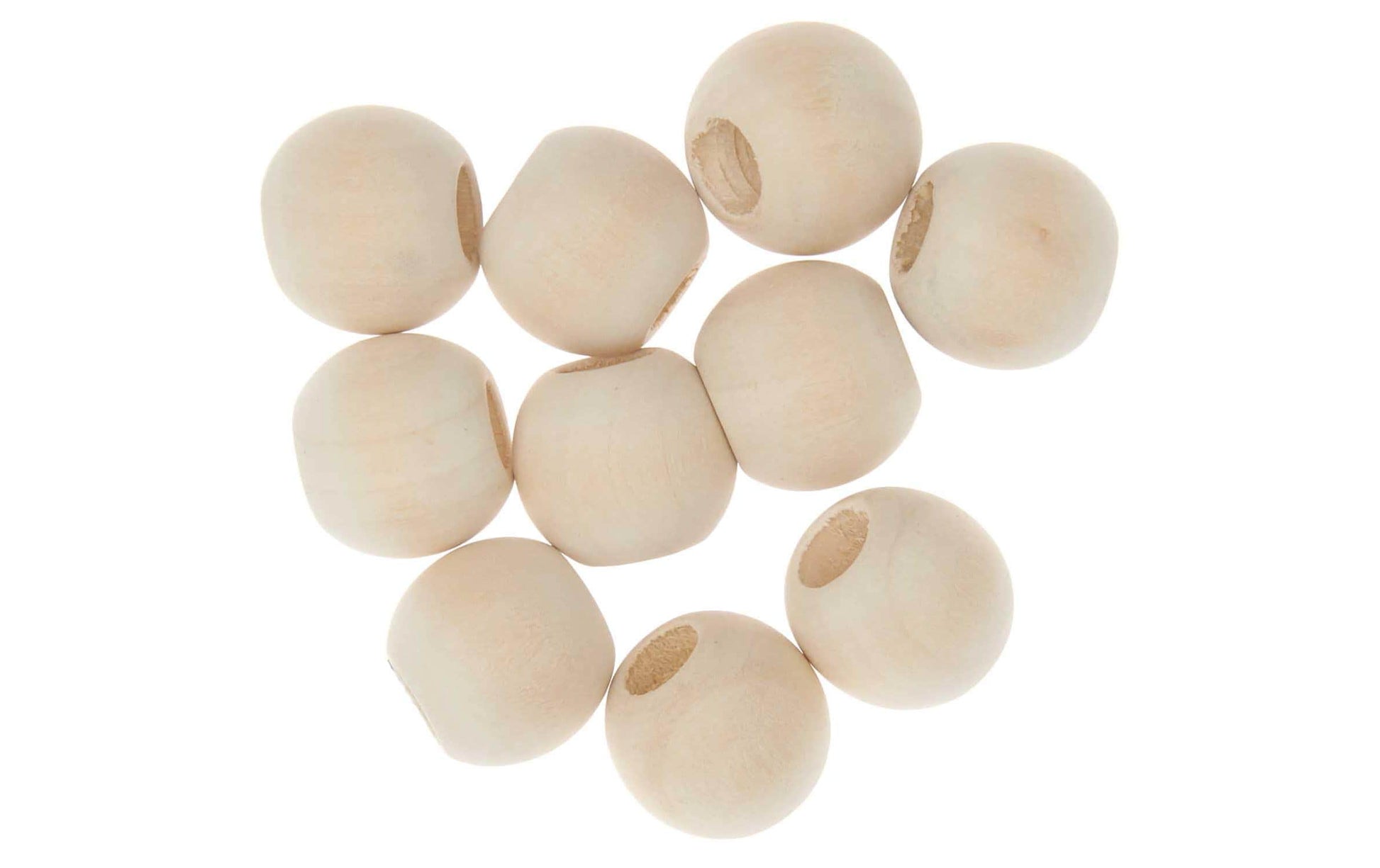 Rico Design Holzperlen Makramee – natur – Ø 20 mm, Loch 10 mm, Grossloch – 10 Stk.