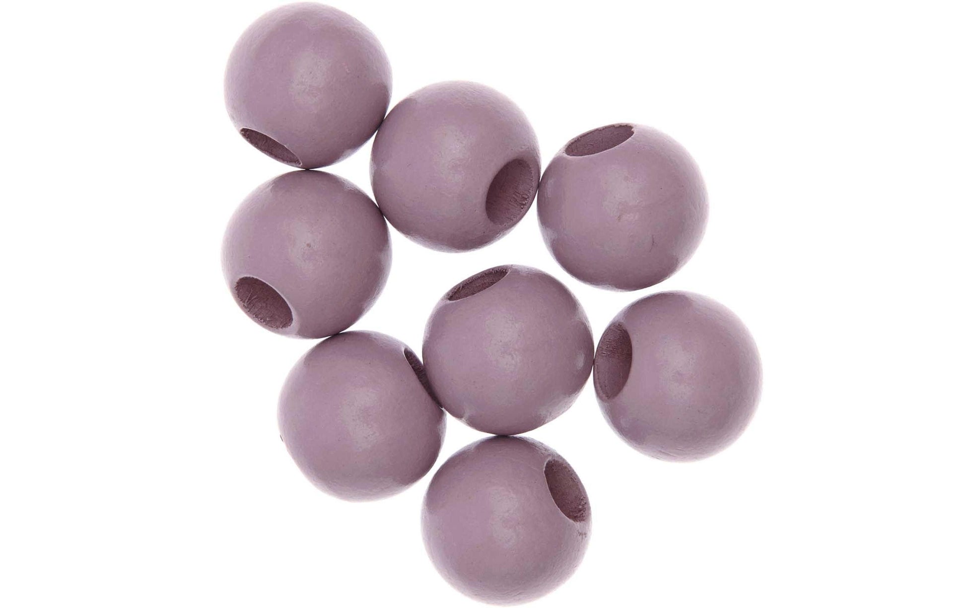 Rico Design Holzperlen, rund – Altrosa – Ø 25 mm, Loch 10 mm, Grossloch – 8 Stk.