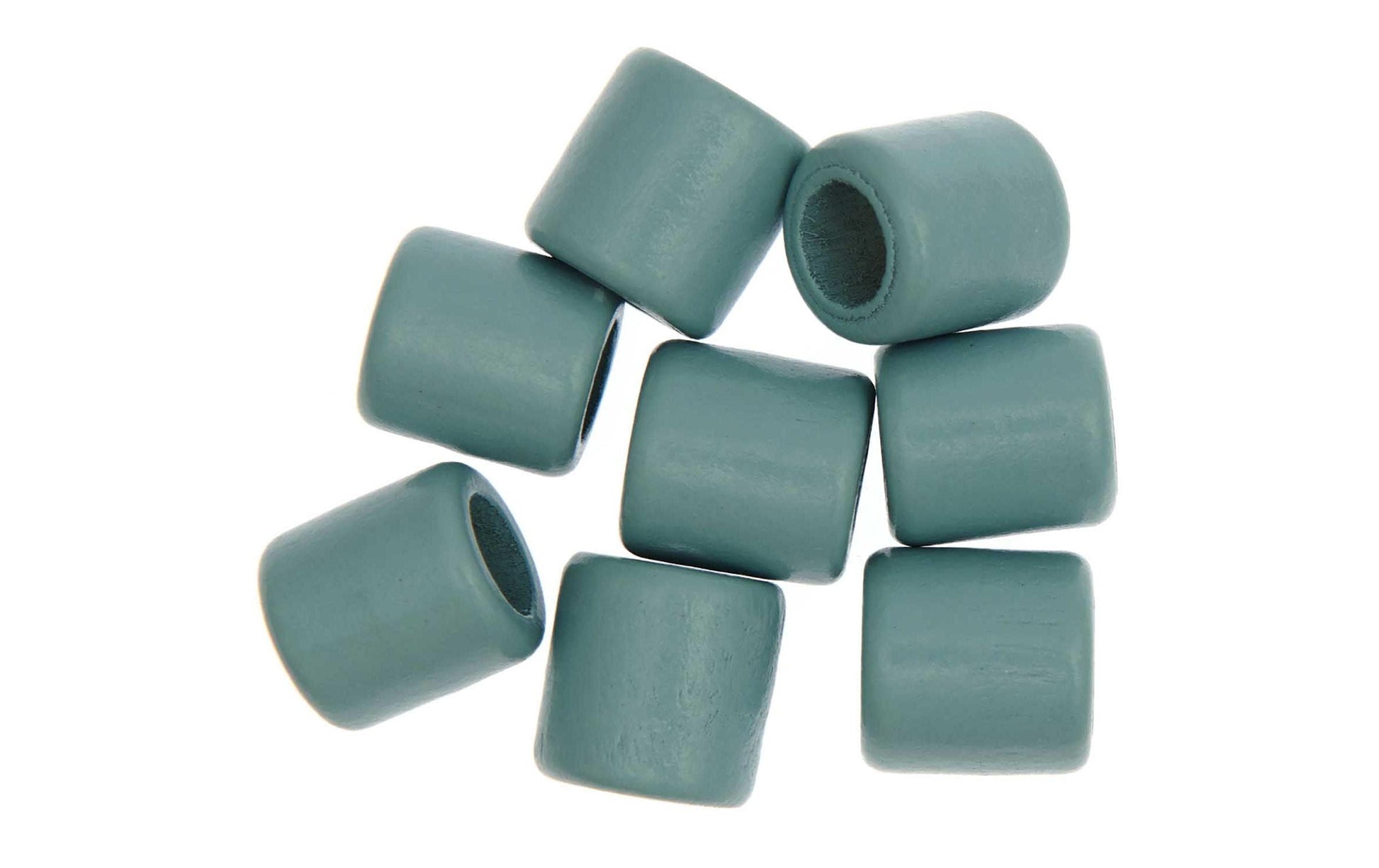 Rico Design Holzperlen, quadratisch – türkis – Ø 17 mm, Loch 10 mm, Grossloch – 8 Stk.